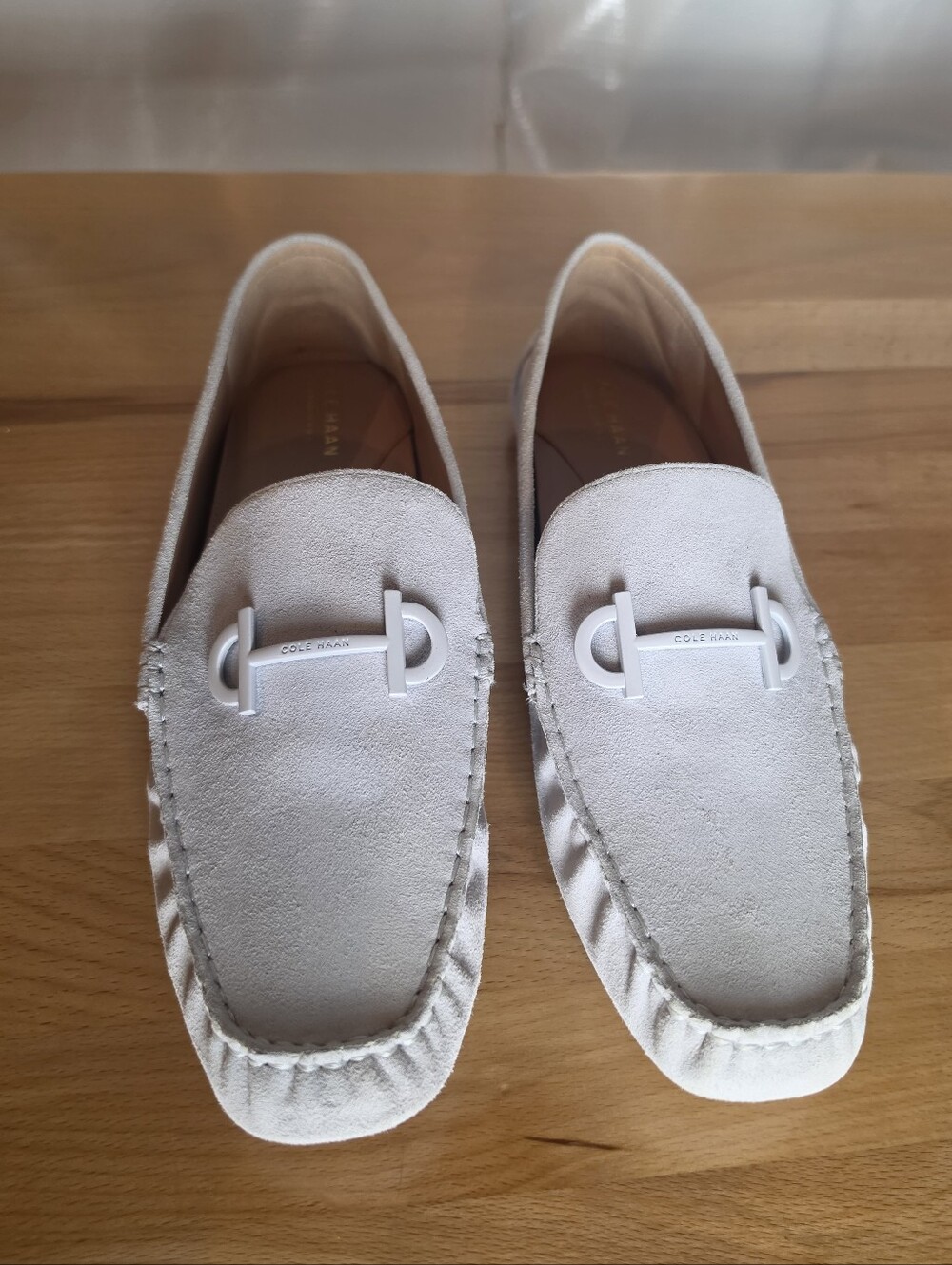 Cole Haan Tully Driver Grand Series Loafers 9.5B Cream White Suede Preppy NWOB